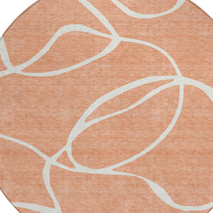 Homeroots 3' Artichoke Green Abstract Washable Area Rug - Perfect For Indoor And Outdoor Spaces, Easy Care 8' Round Polyester 597519