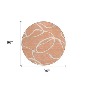 Homeroots 3' Artichoke Green Abstract Washable Area Rug - Perfect For Indoor And Outdoor Spaces, Easy Care 8' Round Polyester 597519