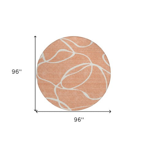 Homeroots 3' Artichoke Green Abstract Washable Area Rug - Perfect For Indoor And Outdoor Spaces, Easy Care 8' Round Polyester 597519