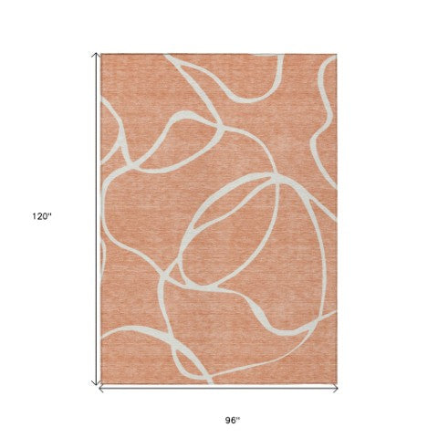 Homeroots 3' Artichoke Green Abstract Washable Area Rug - Perfect For Indoor And Outdoor Spaces, Easy Care 8' X 10' Polyester 597520