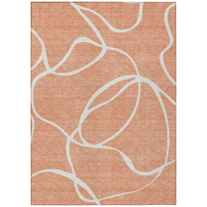HomeRoots 9' X 12' Salmon and Ivory Abstract Area Rug - Washable, Versatile Design for Indoor & Outdoor Spaces 597521