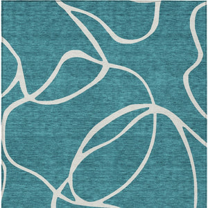 Homeroots 3' Artichoke Green Abstract Washable Area Rug - Perfect For Indoor And Outdoor Spaces, Easy Care 3' X 5' Polyester 597523