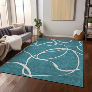 Homeroots 3' Artichoke Green Abstract Washable Area Rug - Perfect For Indoor And Outdoor Spaces, Easy Care 3' X 5' Polyester 597523