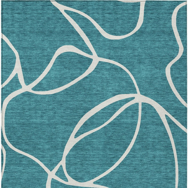 Homeroots 3' Artichoke Green Abstract Washable Area Rug - Perfect For Indoor And Outdoor Spaces, Easy Care 5' X 8' Polyester 597524
