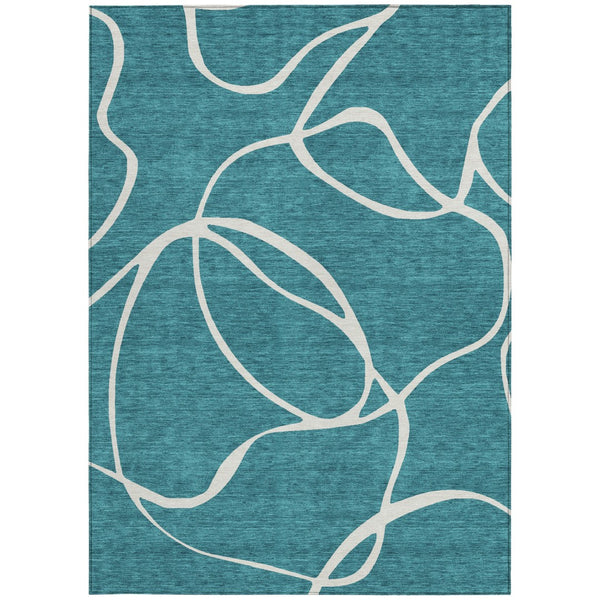 Homeroots 3' Artichoke Green Abstract Washable Area Rug - Perfect For Indoor And Outdoor Spaces, Easy Care 9' X 12' Polyester 597527
