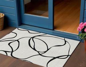 Homeroots 3' Artichoke Green Abstract Washable Area Rug - Perfect For Indoor And Outdoor Spaces, Easy Care 3' X 5' Polyester 597529