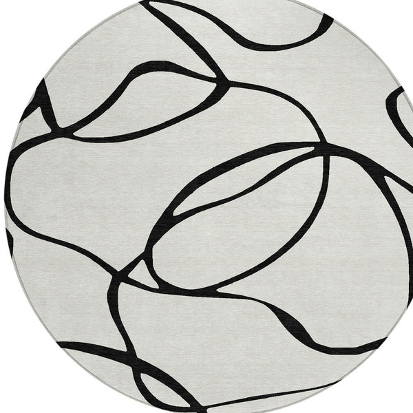 Homeroots 3' Artichoke Green Abstract Washable Area Rug - Perfect For Indoor And Outdoor Spaces, Easy Care 8' Round Polyester 597531