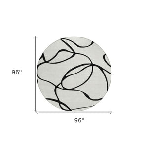 Homeroots 3' Artichoke Green Abstract Washable Area Rug - Perfect For Indoor And Outdoor Spaces, Easy Care 8' Round Polyester 597531