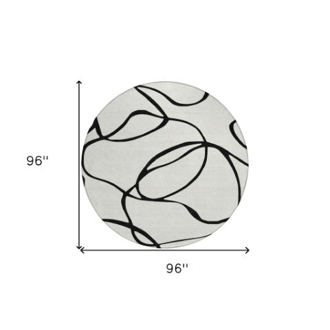 Homeroots 3' Artichoke Green Abstract Washable Area Rug - Perfect For Indoor And Outdoor Spaces, Easy Care 8' Round Polyester 597531