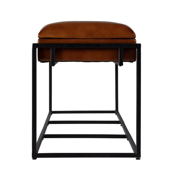 Butler Specialty Butler Kane 62" W Leather & Iron Accent Bench – Rustic Elegance For Home & Commercial Spaces Brown,Black Iron,Leather,Engineered Wood 5975344-butler