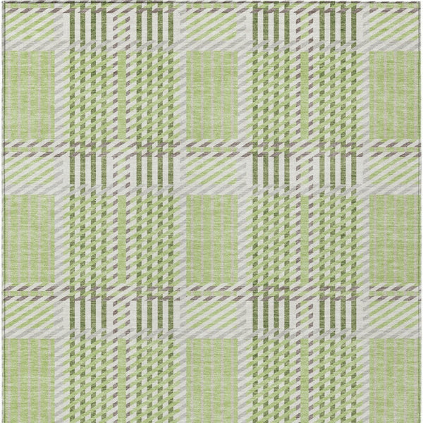 Homeroots 3' Artichoke Green Gray Brown Plaid Washable Area Rug For Indoor Outdoor Spaces, Durable & Stylish 3' X 5' Polyester 597535