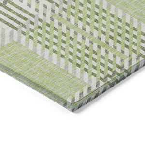 Homeroots 3' Artichoke Green Gray Brown Plaid Washable Area Rug For Indoor Outdoor Spaces, Durable & Stylish 3' X 5' Polyester 597535