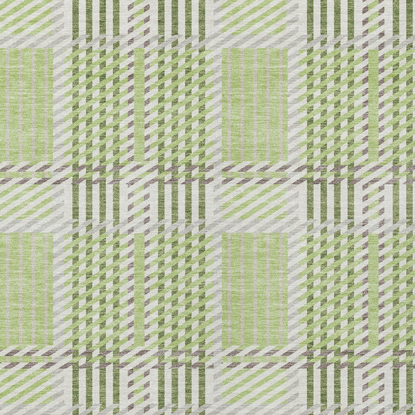 Homeroots 3' Artichoke Green Gray Brown Plaid Washable Area Rug For Indoor Outdoor Spaces, Durable & Stylish 3' X 5' Polyester 597535