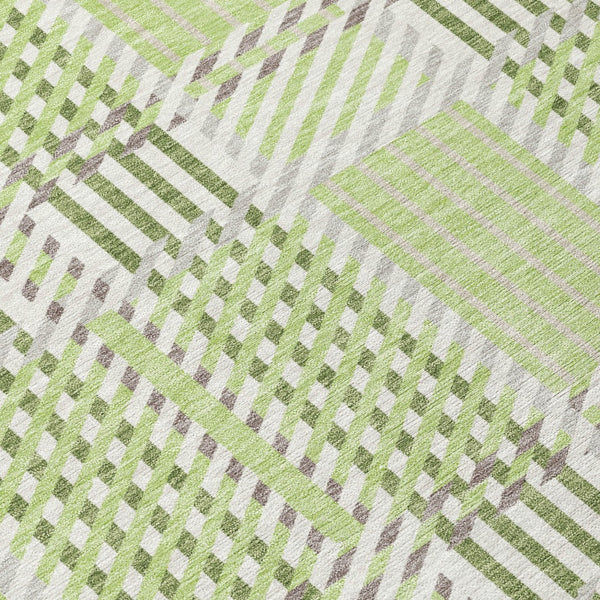 Homeroots 3' Artichoke Green Gray Brown Plaid Washable Area Rug For Indoor Outdoor Spaces, Durable & Stylish 3' X 5' Polyester 597535
