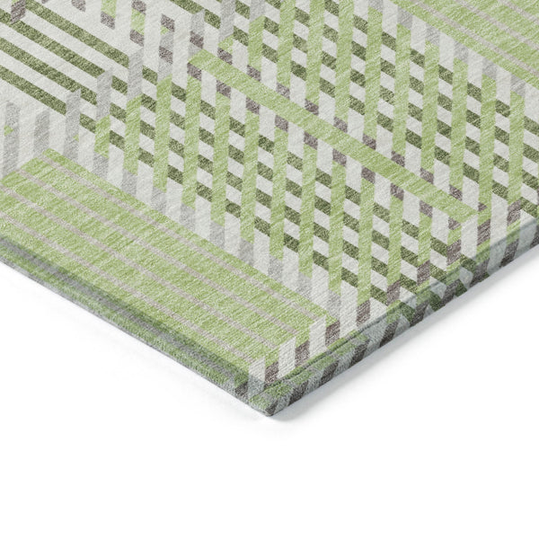 Homeroots 3' Artichoke Green Gray Brown Plaid Washable Area Rug For Indoor Outdoor Spaces, Durable & Stylish 5' X 8' Polyester 597536