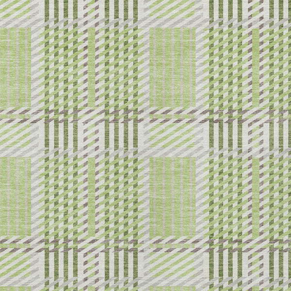Homeroots 3' Artichoke Green Gray Brown Plaid Washable Area Rug For Indoor Outdoor Spaces, Durable & Stylish 5' X 8' Polyester 597536