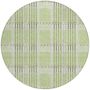 Homeroots 3' Artichoke Green Gray Brown Plaid Washable Area Rug For Indoor Outdoor Spaces, Durable & Stylish 8' Round Polyester 597537