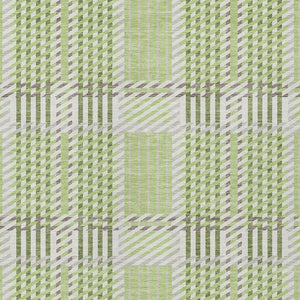 Homeroots 3' Artichoke Green Gray Brown Plaid Washable Area Rug For Indoor Outdoor Spaces, Durable & Stylish 9' X 12' Polyester 597539