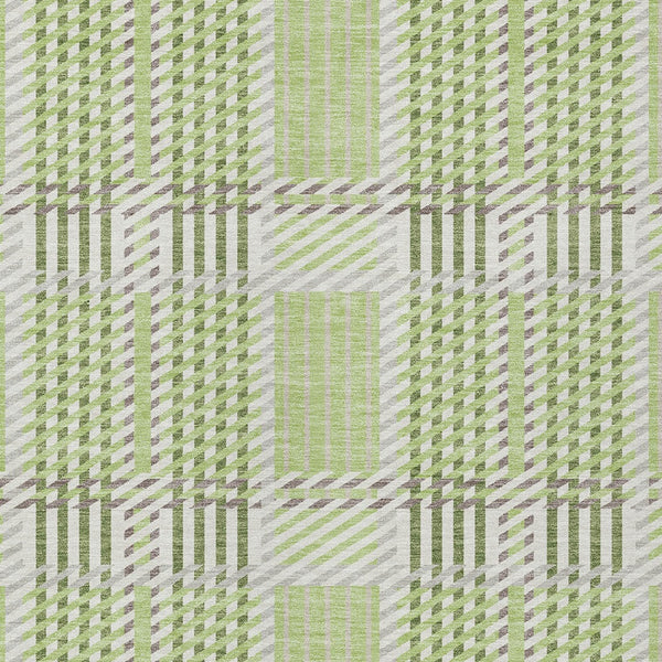 Homeroots 3' Artichoke Green Gray Brown Plaid Washable Area Rug For Indoor Outdoor Spaces, Durable & Stylish 9' X 12' Polyester 597539