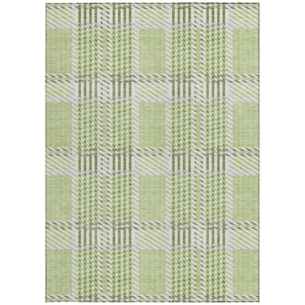 Homeroots 3' Artichoke Green Gray Brown Plaid Washable Area Rug For Indoor Outdoor Spaces, Durable & Stylish 10' X 14' Polyester 597540