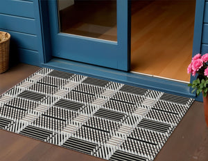 Homeroots 3' Artichoke Green Gray Brown Plaid Washable Area Rug For Indoor Outdoor Spaces, Durable & Stylish 3' X 5' Polyester 597541