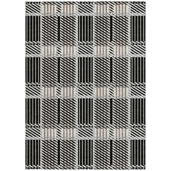 Homeroots 3' Artichoke Green Gray Brown Plaid Washable Area Rug For Indoor Outdoor Spaces, Durable & Stylish 3' X 5' Polyester 597541