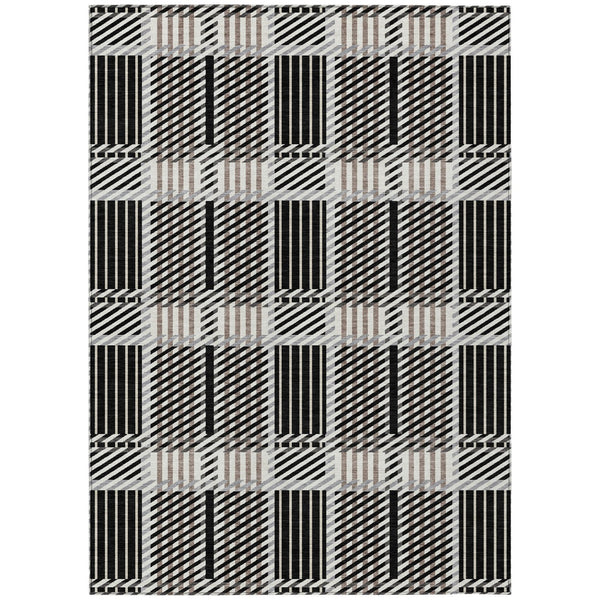 Homeroots 3' Artichoke Green Gray Brown Plaid Washable Area Rug For Indoor Outdoor Spaces, Durable & Stylish 5' X 8' Polyester 597542
