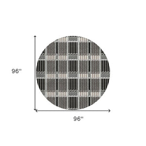 Homeroots 3' Artichoke Green Gray Brown Plaid Washable Area Rug For Indoor Outdoor Spaces, Durable & Stylish 8' Round Polyester 597543