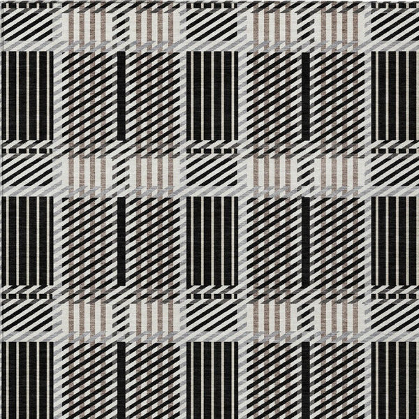 Homeroots 3' Artichoke Green Gray Brown Plaid Washable Area Rug For Indoor Outdoor Spaces, Durable & Stylish 9' X 12' Polyester 597545