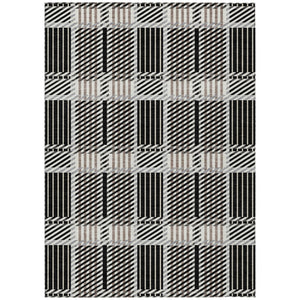 HomeRoots 5' Stylish Black Gray Brown Plaid Washable Area Rug for Indoor and Outdoor Durability and Elegance 10' X 14' 597546