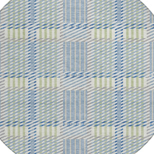 Homeroots 3' Artichoke Green Gray Brown Plaid Washable Area Rug For Indoor Outdoor Spaces, Durable & Stylish 8' Round Polyester 597549