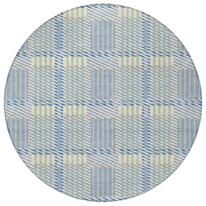 Homeroots 3' Artichoke Green Gray Brown Plaid Washable Area Rug For Indoor Outdoor Spaces, Durable & Stylish 8' Round Polyester 597549