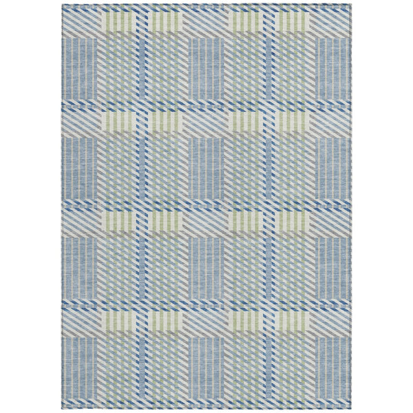 Homeroots 3' Artichoke Green Gray Brown Plaid Washable Area Rug For Indoor Outdoor Spaces, Durable & Stylish 9' X 12' Polyester 597551