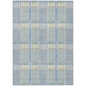 HomeRoots 9' X 12' Stylish Denim Blue Plaid Area Rug – Washable, Durable, Indoor/Outdoor, Perfect for Homes! 597551