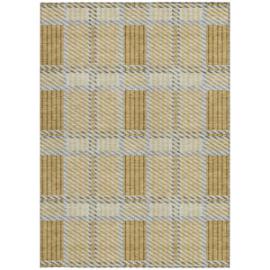 Homeroots 3' Artichoke Green Gray Brown Plaid Washable Area Rug For Indoor Outdoor Spaces, Durable & Stylish 3' X 5' Polyester 597553