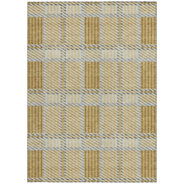 Homeroots 3' Artichoke Green Gray Brown Plaid Washable Area Rug For Indoor Outdoor Spaces, Durable & Stylish 8' X 10' Polyester 597556