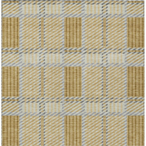 Homeroots 3' Artichoke Green Gray Brown Plaid Washable Area Rug For Indoor Outdoor Spaces, Durable & Stylish 9' X 12' Polyester 597557