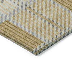 Homeroots 3' Artichoke Green Gray Brown Plaid Washable Area Rug For Indoor Outdoor Spaces, Durable & Stylish 9' X 12' Polyester 597557
