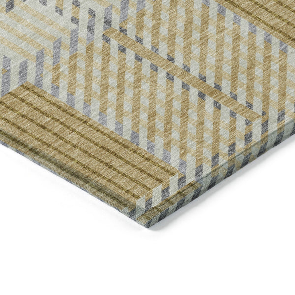 Homeroots 3' Artichoke Green Gray Brown Plaid Washable Area Rug For Indoor Outdoor Spaces, Durable & Stylish 9' X 12' Polyester 597557