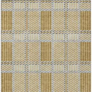 Homeroots 3' Artichoke Green Gray Brown Plaid Washable Area Rug For Indoor Outdoor Spaces, Durable & Stylish 10' X 14' Polyester 597558