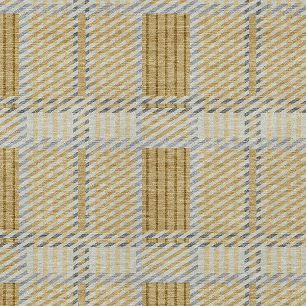 Homeroots 3' Artichoke Green Gray Brown Plaid Washable Area Rug For Indoor Outdoor Spaces, Durable & Stylish 10' X 14' Polyester 597558