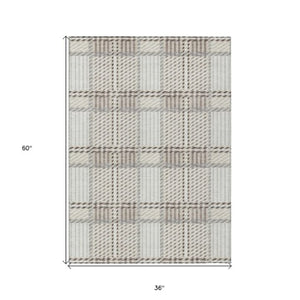 Homeroots 3' Artichoke Green Gray Brown Plaid Washable Area Rug For Indoor Outdoor Spaces, Durable & Stylish 3' X 5' Polyester 597565
