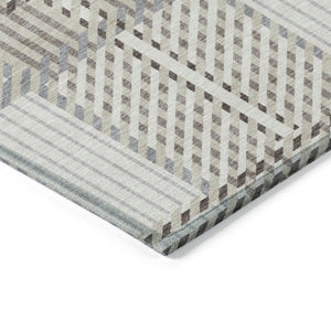 Homeroots 3' Artichoke Green Gray Brown Plaid Washable Area Rug For Indoor Outdoor Spaces, Durable & Stylish 3' X 5' Polyester 597565