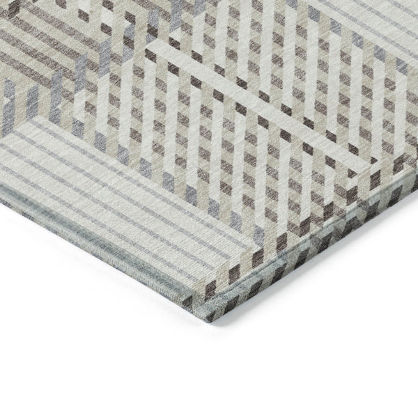 Homeroots 3' Artichoke Green Gray Brown Plaid Washable Area Rug For Indoor Outdoor Spaces, Durable & Stylish 3' X 5' Polyester 597565