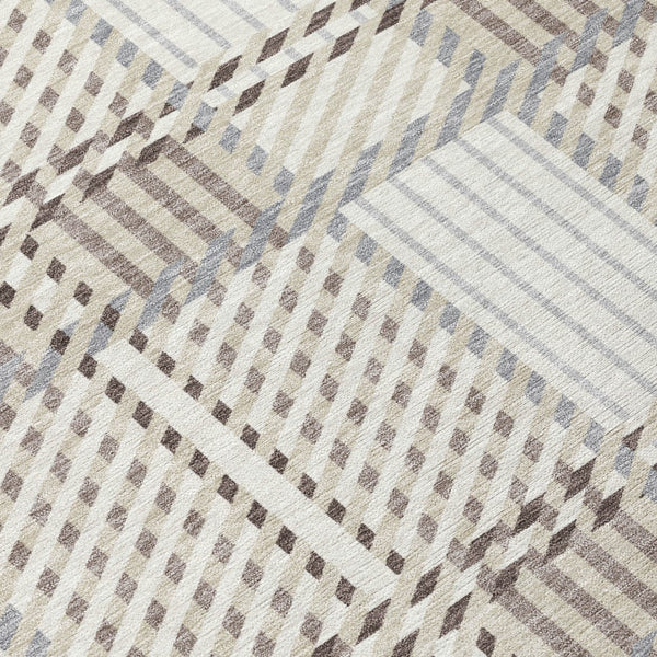 Homeroots 3' Artichoke Green Gray Brown Plaid Washable Area Rug For Indoor Outdoor Spaces, Durable & Stylish 3' X 5' Polyester 597565