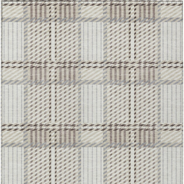Homeroots 3' Artichoke Green Gray Brown Plaid Washable Area Rug For Indoor Outdoor Spaces, Durable & Stylish 5' X 8' Polyester 597566