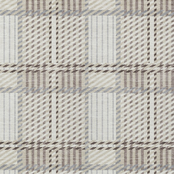 Homeroots 3' Artichoke Green Gray Brown Plaid Washable Area Rug For Indoor Outdoor Spaces, Durable & Stylish 5' X 8' Polyester 597566