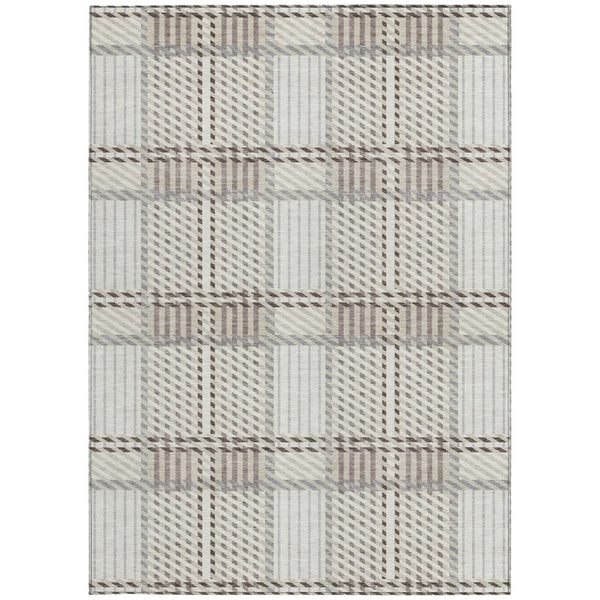 Homeroots 3' Artichoke Green Gray Brown Plaid Washable Area Rug For Indoor Outdoor Spaces, Durable & Stylish 9' X 12' Polyester 597569