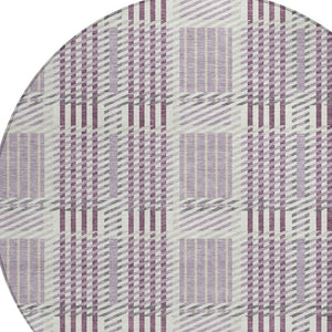 Homeroots 3' Artichoke Green Gray Brown Plaid Washable Area Rug For Indoor Outdoor Spaces, Durable & Stylish 8' Round Polyester 597573