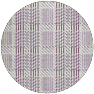 Homeroots 3' Artichoke Green Gray Brown Plaid Washable Area Rug For Indoor Outdoor Spaces, Durable & Stylish 8' Round Polyester 597573